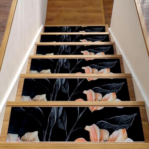 CHENZZZZ Rutschfeste Teppichmatte mit Blumenmuster, 76,2 x 20,3 cm, für Holzstufen, Treppenläufer für Kinder und Hunde, Schwarz CHENZZZZ Rutschfeste Teppichmatte mit Blumenmuster, 76,2 x 20,3 cm, für Holzstufen, Treppenläufer für Kinder und Hunde, Schwarz von CHENZZZZ
