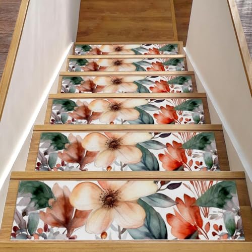 CHENZZZZ Selbstklebende Stufenmatten für den Innenbereich, rückstandsfrei, maschinenwaschbar, wiederverwendbar, rutschfest, Blumenmuster mit Blumen, 15 Stück, 76,2 x 20,3 cm CHENZZZZ Selbstklebende Stufenmatten für den Innenbereich, rückstandsfrei, maschinenwaschbar, wiederverwendbar, rutschfest, Blumenmuster mit Blumen, 15 Stück, 76,2 x 20,3 cm von CHENZZZZ