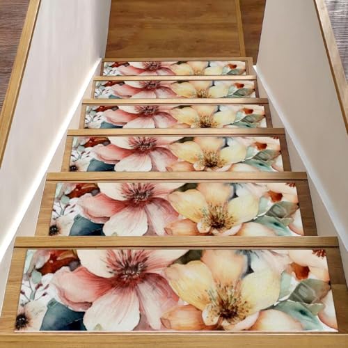 CHENZZZZ Selbstklebende Stufenmatten für den Innenbereich, rückstandsfrei, maschinenwaschbar, wiederverwendbar, rutschfest, Blumenmuster mit Blumen, 15 Stück, 76,2 x 20,3 cm CHENZZZZ Selbstklebende Stufenmatten für den Innenbereich, rückstandsfrei, maschinenwaschbar, wiederverwendbar, rutschfest, Blumenmuster mit Blumen, 15 Stück, 76,2 x 20,3 cm von CHENZZZZ