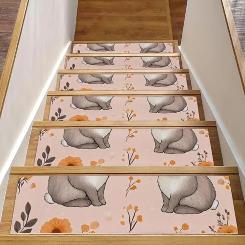 CHENZZZZ Selbstklebende Stufenmatten für den Innenbereich, rückstandsfrei, maschinenwaschbar, wiederverwendbar, rutschfeste Stufen, Hase, Blumen, 18 Stück, 76,2 x 20,3 cm, 15 Stück CHENZZZZ Selbstklebende Stufenmatten für den Innenbereich, rückstandsfrei, maschinenwaschbar, wiederverwendbar, rutschfeste Stufen, Hase, Blumen, 18 Stück, 76,2 x 20,3 cm, 15 Stück von CHENZZZZ
