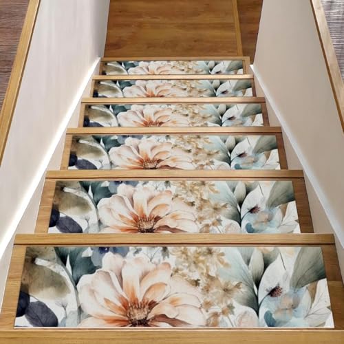 CHENZZZZ Selbstklebende Stufenmatten für den Innenbereich, rückstandsfrei, maschinenwaschbar, wiederverwendbar, rutschfeste Stufen, rosa Blumen mit Blättern, 15 Stück, 76,2 x 20,3 cm CHENZZZZ Selbstklebende Stufenmatten für den Innenbereich, rückstandsfrei, maschinenwaschbar, wiederverwendbar, rutschfeste Stufen, rosa Blumen mit Blättern, 15 Stück, 76,2 x 20,3 cm von CHENZZZZ