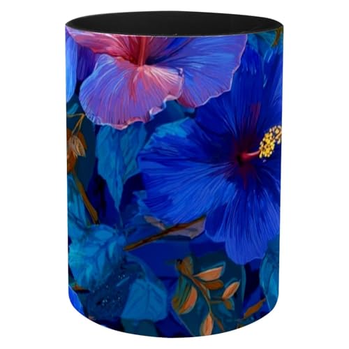 CHENZZZZ Stifthalter für den Schreibtisch, hawaiianischer Hibiskus, Blumenmuster, blauer Stifthalter für Schreibtisch, Büro, Stift-Organizer von CHENZZZZ