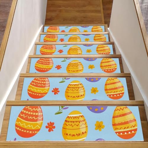 CHENZZZZ Stufenmatten für den Innenbereich, 20,3 x 76,2 cm, Ostereier, Blumen, Treppenläufer, Teppich, Treppenstufen, Wasserfarben, rutschfest, für Kinder, ältere Menschen, Haustiere, 15 Stück CHENZZZZ Stufenmatten für den Innenbereich, 20,3 x 76,2 cm, Ostereier, Blumen, Treppenläufer, Teppich, Treppenstufen, Wasserfarben, rutschfest, für Kinder, ältere Menschen, Haustiere, 15 Stück von CHENZZZZ