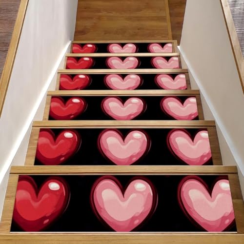 CHENZZZZ Stufenmatten mit Herzmotiv, rutschfest, für Holzstufen, 20,3 x 76,2 cm, waschbar, wiederverwendbar, Teppich für Treppen, Teppiche, Innenbereich, Sicherheitstreppenstufen für Kinder, ältere CHENZZZZ Stufenmatten mit Herzmotiv, rutschfest, für Holzstufen, 20,3 x 76,2 cm, waschbar, wiederverwendbar, Teppich für Treppen, Teppiche, Innenbereich, Sicherheitstreppenstufen für Kinder, ältere von CHENZZZZ