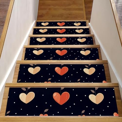 CHENZZZZ Teppich-Stufenmatten mit niedlichem Herzmotiv, für Holzstufen im Innenbereich, rutschfest, für Haustiere, Kinder und ältere Menschen, 15 Stück CHENZZZZ Teppich-Stufenmatten mit niedlichem Herzmotiv, für Holzstufen im Innenbereich, rutschfest, für Haustiere, Kinder und ältere Menschen, 15 Stück von CHENZZZZ