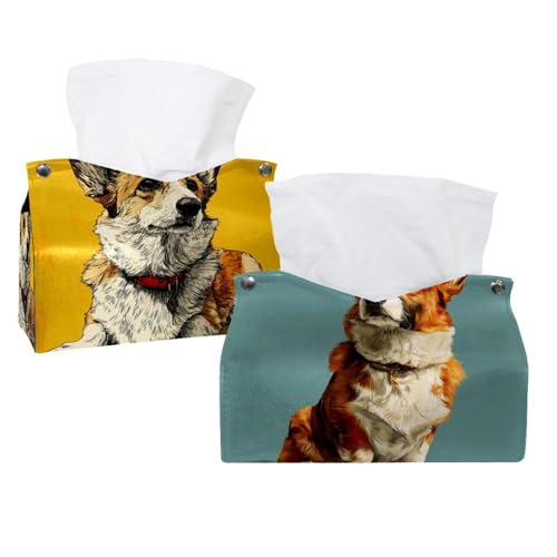 Corgi Dog Taschentuchbox-Abdeckung, moderner Halter, dekorativer Halter, Organizer für Badezimmer, Schminktisch, Nachttisch, Schreibtisch und Auto, 2 Stück Corgi Dog Taschentuchbox-Abdeckung, moderner Halter, dekorativer Halter, Organizer für Badezimmer, Schminktisch, Nachttisch, Schreibtisch und Auto, 2 Stück von CHENZZZZ