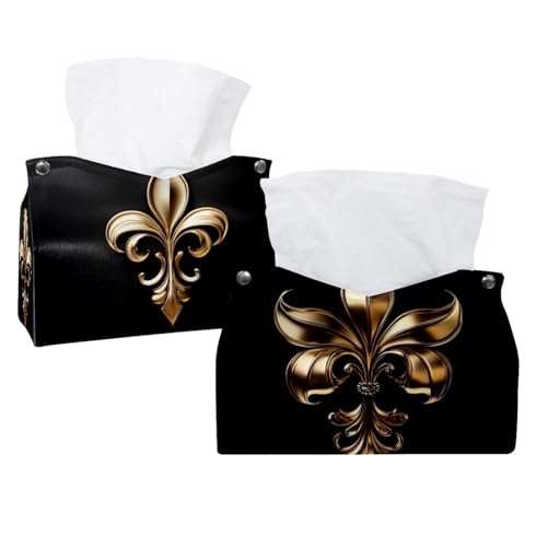 Fleur de Lis Taschentuchbox-Abdeckung, moderner Halter, dekorativer Halter, Organizer für Badezimmer, Schminktisch, Nachttisch, Schreibtisch und Auto, 2 Stück Fleur de Lis Taschentuchbox-Abdeckung, moderner Halter, dekorativer Halter, Organizer für Badezimmer, Schminktisch, Nachttisch, Schreibtisch und Auto, 2 Stück von CHENZZZZ