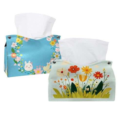 Hello Spring Taschentuchbox-Halter, Leder, dekorativer Organizer für Tischplatte, Bad, Auto, Büro, 2 Stück Hello Spring Taschentuchbox-Halter, Leder, dekorativer Organizer für Tischplatte, Bad, Auto, Büro, 2 Stück von CHENZZZZ