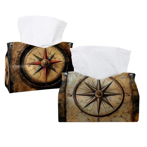 Kompass-Tücherbox-Abdeckung, 19,1 x 12,7 x 15,2 cm, 2 Stück von CHENZZZZ