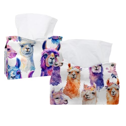 Lamas Taschentuchbox-Abdeckung, moderner Halter, dekorativer Halter, Organizer für Badezimmer, Schminktisch, Nachttisch, Schreibtisch und Auto, 2 Stück Lamas Taschentuchbox-Abdeckung, moderner Halter, dekorativer Halter, Organizer für Badezimmer, Schminktisch, Nachttisch, Schreibtisch und Auto, 2 Stück von CHENZZZZ