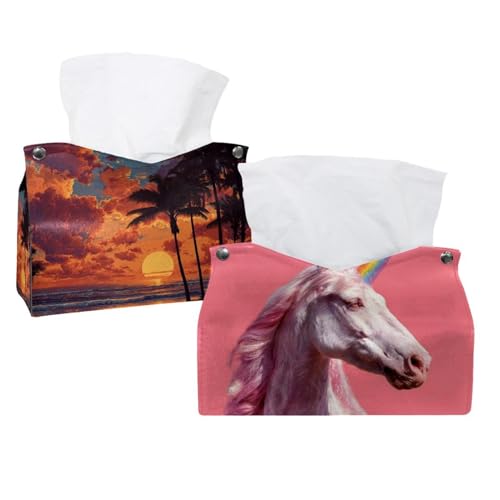 Papierhandtuchbox, Einhorn-Regenbogen-Rosa, 2 Stück Papierhandtuchbox, Einhorn-Regenbogen-Rosa, 2 Stück von CHENZZZZ