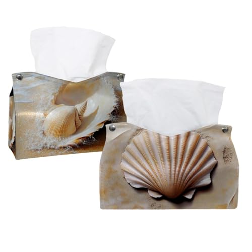 Shell Sand (1) Taschentuchbox-Abdeckung, dekorativer Taschentuchspender für Badezimmer, Salons, Büro, Schlafzimmer, Kommode, Schminktisch, Nachttisch, Auto und Schreibtisch, 2 Stück von CHENZZZZ