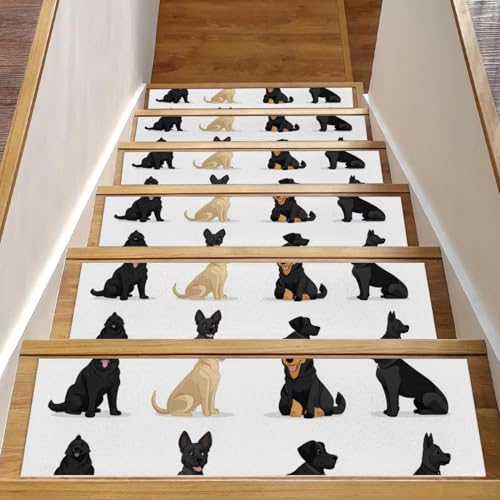 Stufenmatten für Hunderassen, Cartoon-Motiv, rutschfest, für Holzstufen, 20,3 x 76,2 cm, waschbar, wiederverwendbar, Teppich für Treppen, Teppiche, Innenbereich, Sicherheitstreppenstufen für Kinder Stufenmatten für Hunderassen, Cartoon-Motiv, rutschfest, für Holzstufen, 20,3 x 76,2 cm, waschbar, wiederverwendbar, Teppich für Treppen, Teppiche, Innenbereich, Sicherheitstreppenstufen für Kinder von CHENZZZZ