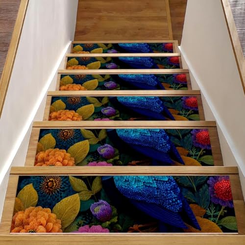 Stufenmatten für Treppen, rutschfest, für Holzstufen, 20,3 x 76,2 cm, waschbar, wiederverwendbar, Teppich für Treppen, Teppiche, Innenbereich, Sicherheitstreppenstufen für Kinder, ältere Hunde, Blau Stufenmatten für Treppen, rutschfest, für Holzstufen, 20,3 x 76,2 cm, waschbar, wiederverwendbar, Teppich für Treppen, Teppiche, Innenbereich, Sicherheitstreppenstufen für Kinder, ältere Hunde, Blau von CHENZZZZ