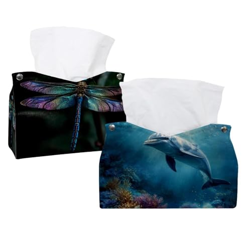 Taschentuchbox, Delfin unter dem Meer, 19,1 x 12,7 x 15,2 cm, 2 Stück Taschentuchbox, Delfin unter dem Meer, 19,1 x 12,7 x 15,2 cm, 2 Stück von CHENZZZZ