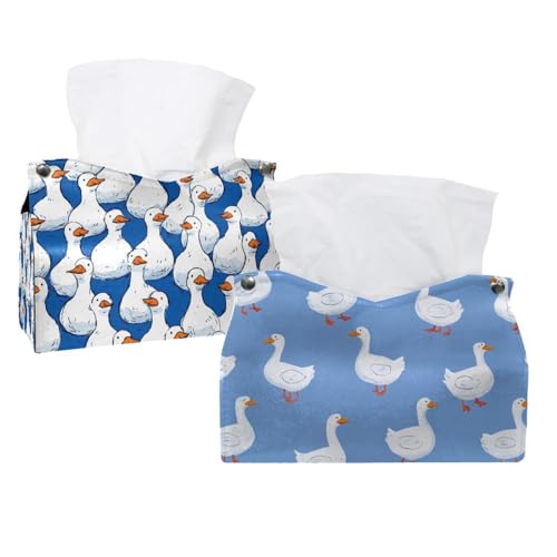 Taschentuchbox-Abdeckung, Cartoon-Design, lustiges weißes Gänsemuster, moderner Halter, dekorativer Halter für Badezimmer, Schminktisch, Nachttisch, Schreibtisch und Auto, 2 Stück Taschentuchbox-Abdeckung, Cartoon-Design, lustiges weißes Gänsemuster, moderner Halter, dekorativer Halter für Badezimmer, Schminktisch, Nachttisch, Schreibtisch und Auto, 2 Stück von CHENZZZZ