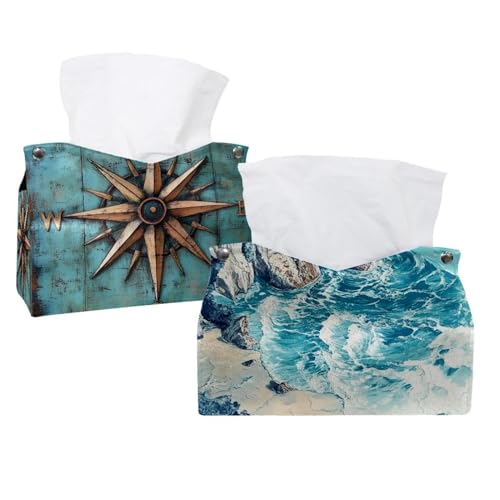 Taschentuchbox-Abdeckung, Küstenlandschaft, Taschentuchbox-Halter, Gesichtsserviettenspender für Badezimmer, Küche, Schlafzimmer, Büro, Hotel, 2 Stück Taschentuchbox-Abdeckung, Küstenlandschaft, Taschentuchbox-Halter, Gesichtsserviettenspender für Badezimmer, Küche, Schlafzimmer, Büro, Hotel, 2 Stück von CHENZZZZ
