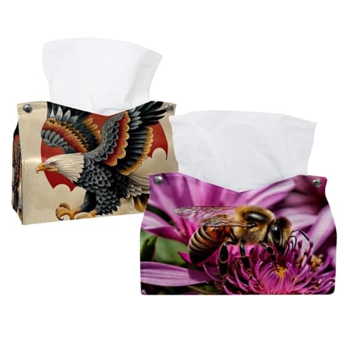 Taschentuchbox-Abdeckung, Leder, Bienen-Blumenmuster, 3 Stück, dekorativ für Badezimmer, Zuhause, Büro, Dekoration, 2 Stück Taschentuchbox-Abdeckung, Leder, Bienen-Blumenmuster, 3 Stück, dekorativ für Badezimmer, Zuhause, Büro, Dekoration, 2 Stück von CHENZZZZ
