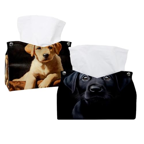 Taschentuchbox-Abdeckung, Leder, Labrador-Welpe, dekorativ, für Badezimmer, Zuhause, Büro, Dekoration, 2 Stück Taschentuchbox-Abdeckung, Leder, Labrador-Welpe, dekorativ, für Badezimmer, Zuhause, Büro, Dekoration, 2 Stück von CHENZZZZ