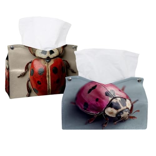 Taschentuchbox-Abdeckung, Leder, Marienkäfer, 3 Stück, dekorativ für Badezimmer, Zuhause, Büro, Dekoration, 2 Stück Taschentuchbox-Abdeckung, Leder, Marienkäfer, 3 Stück, dekorativ für Badezimmer, Zuhause, Büro, Dekoration, 2 Stück von CHENZZZZ