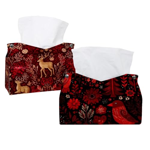 Taschentuchbox-Abdeckung, Leder, Motiv: Frohe Weihnachten, rotes Muster, 3 Stück, Taschentuchhalter, Gesichtstücheretui, Papier-Organizer für Badezimmer, Schminktisch, Arbeitsplatte, Auto, 2 Stück Taschentuchbox-Abdeckung, Leder, Motiv: Frohe Weihnachten, rotes Muster, 3 Stück, Taschentuchhalter, Gesichtstücheretui, Papier-Organizer für Badezimmer, Schminktisch, Arbeitsplatte, Auto, 2 Stück von CHENZZZZ