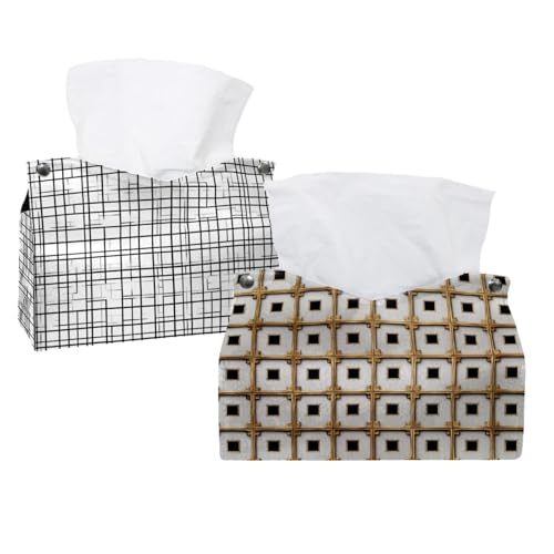Taschentuchbox-Abdeckung, Leder, klassisches Gittermuster, 3 Stück, dekorativ für Badezimmer, Heimbüro, Dekoration, 2 Stück Taschentuchbox-Abdeckung, Leder, klassisches Gittermuster, 3 Stück, dekorativ für Badezimmer, Heimbüro, Dekoration, 2 Stück von CHENZZZZ