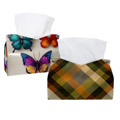 Taschentuchbox-Abdeckung, Leder, klassisches Karomuster, dekorativ für Badezimmer, Zuhause, Büro, 2 Stück Taschentuchbox-Abdeckung, Leder, klassisches Karomuster, dekorativ für Badezimmer, Zuhause, Büro, 2 Stück von CHENZZZZ