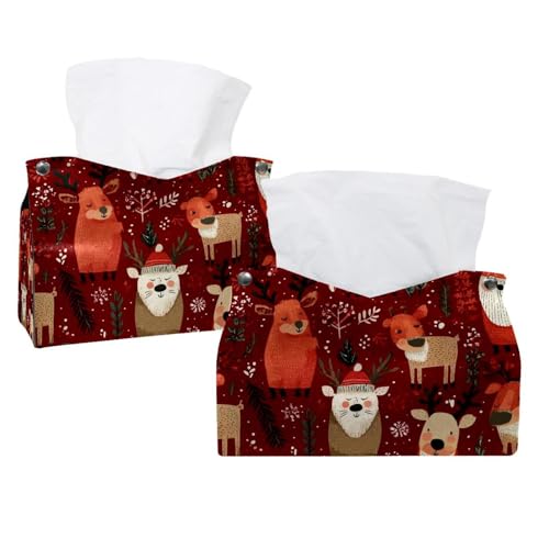 Taschentuchbox-Abdeckung, Motiv: Frohe Weihnachten, Rot, 5 Stück, moderner Halter – dekorativer Halter/Organizer für Badezimmer, Schminktisch, Nachttisch, Schreibtisch und Auto, 2 Stück Taschentuchbox-Abdeckung, Motiv: Frohe Weihnachten, Rot, 5 Stück, moderner Halter – dekorativer Halter/Organizer für Badezimmer, Schminktisch, Nachttisch, Schreibtisch und Auto, 2 Stück von CHENZZZZ
