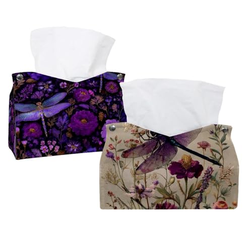 Taschentuchbox-Abdeckung, Motiv: Libelle, antikes botanisches Wildf, moderner Halter, dekorativer Halter, Organizer für Badezimmer, Schminktisch, Nachttisch, Schreibtisch und Auto, 2 Stück Taschentuchbox-Abdeckung, Motiv: Libelle, antikes botanisches Wildf, moderner Halter, dekorativer Halter, Organizer für Badezimmer, Schminktisch, Nachttisch, Schreibtisch und Auto, 2 Stück von CHENZZZZ