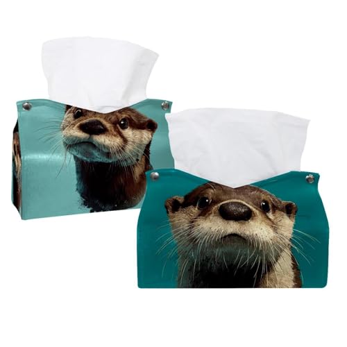 Taschentuchbox-Abdeckung, Motiv: Otter Ozean, niedliches Türkis, moderner Halter – dekorativer Halter/Organizer für Badezimmer, Schminktisch, Nachttisch, Schreibtisch und Auto, 2 Stück Taschentuchbox-Abdeckung, Motiv: Otter Ozean, niedliches Türkis, moderner Halter – dekorativer Halter/Organizer für Badezimmer, Schminktisch, Nachttisch, Schreibtisch und Auto, 2 Stück von CHENZZZZ