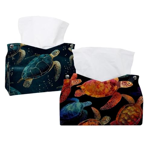 Taschentuchbox-Abdeckung, Schildkrötenmuster, 19,1 x 12,7 x 15,2 cm, 2 Stück Taschentuchbox-Abdeckung, Schildkrötenmuster, 19,1 x 12,7 x 15,2 cm, 2 Stück von CHENZZZZ