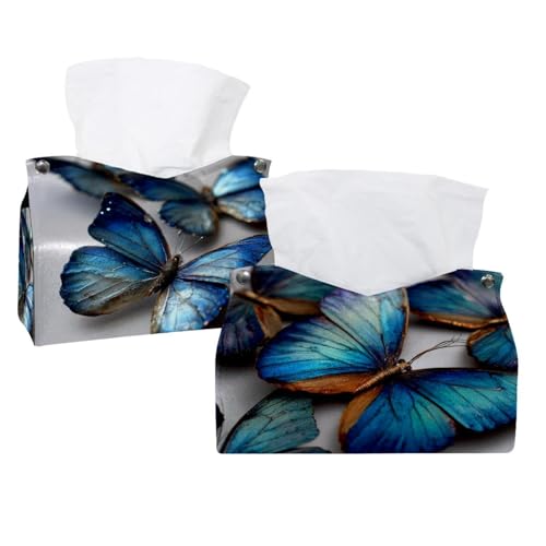 Taschentuchbox-Abdeckung, blaue Schmetterlinge, 2 Stück, Taschentuchbox-Halter, Gesichtsserviettenspender für Badezimmer, Küche, Schlafzimmer, Büro, Hotel Taschentuchbox-Abdeckung, blaue Schmetterlinge, 2 Stück, Taschentuchbox-Halter, Gesichtsserviettenspender für Badezimmer, Küche, Schlafzimmer, Büro, Hotel von CHENZZZZ