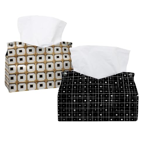 Taschentuchbox-Abdeckung, klassisches Gittermuster, moderner Halter, dekorativer Halter für Badezimmer, Schminktisch, Nachttisch, Schreibtisch und Auto, 2 Stück Taschentuchbox-Abdeckung, klassisches Gittermuster, moderner Halter, dekorativer Halter für Badezimmer, Schminktisch, Nachttisch, Schreibtisch und Auto, 2 Stück von CHENZZZZ