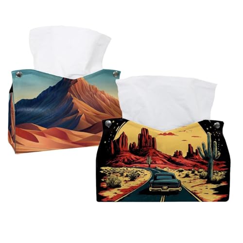 Taschentuchbox-Abdeckung aus Leder – Desert Dreaming Graphic Taschentuchbox-Halter, dekorativ für Badezimmer, Heimbüro, Dekoration, 2 Stück Taschentuchbox-Abdeckung aus Leder – Desert Dreaming Graphic Taschentuchbox-Halter, dekorativ für Badezimmer, Heimbüro, Dekoration, 2 Stück von CHENZZZZ