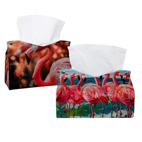 Taschentuchbox-Abdeckung für Zimmer, Zuhause und Büro, Flamingo-Vögel (3) Taschentuchboxen, 2 Stück von CHENZZZZ