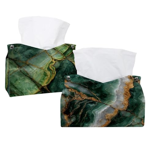 Taschentuchbox-Abdeckung für Zimmer, Zuhause und Büro, grüne Marmor-Textur, 3 Taschentuchboxen, 2 Stück Taschentuchbox-Abdeckung für Zimmer, Zuhause und Büro, grüne Marmor-Textur, 3 Taschentuchboxen, 2 Stück von CHENZZZZ