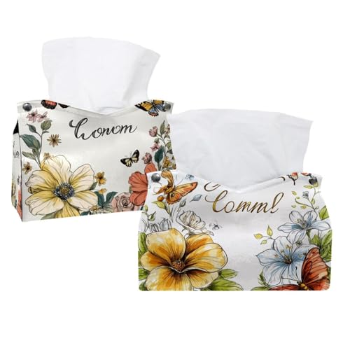 Taschentuchbox-Abdeckung für Zimmer, Zuhause und Büro, schöne Blumen, Schmetterlinge, 2 Stück Taschentuchbox-Abdeckung für Zimmer, Zuhause und Büro, schöne Blumen, Schmetterlinge, 2 Stück von CHENZZZZ