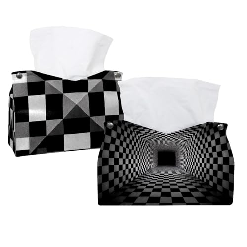 Taschentuchbox-Halter, Leder, dekorativer Organizer für Tischplatte, Badezimmer, Auto, Büro, Schwarz und Weiß, 2 Stück Taschentuchbox-Halter, Leder, dekorativer Organizer für Tischplatte, Badezimmer, Auto, Büro, Schwarz und Weiß, 2 Stück von CHENZZZZ