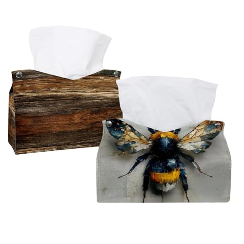 Taschentuchbox mit Bienen-Motiv, Leder, Taschentuchhalter, Gesichtstücheretui, Papier-Organizer für Badezimmer, Waschtisch, Arbeitsplatte, Auto, 2 Stück Taschentuchbox mit Bienen-Motiv, Leder, Taschentuchhalter, Gesichtstücheretui, Papier-Organizer für Badezimmer, Waschtisch, Arbeitsplatte, Auto, 2 Stück von CHENZZZZ