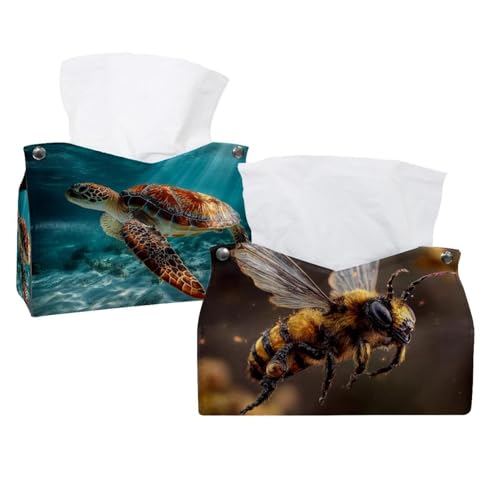 Taschentuchbox mit Bienen-Motiv, Leder, für Badezimmer, Waschtisch, Arbeitsplatte, Auto, 2 Stück Taschentuchbox mit Bienen-Motiv, Leder, für Badezimmer, Waschtisch, Arbeitsplatte, Auto, 2 Stück von CHENZZZZ