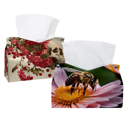 Taschentuchbox mit Bienenblütenmotiv, 2 Stück auf Tisch und Barth-Raum Taschentuchbox mit Bienenblütenmotiv, 2 Stück auf Tisch und Barth-Raum von CHENZZZZ