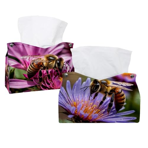 Taschentuchbox mit Bienenmotiv, für Badezimmer, Schminktisch, Kommoden, Nachttisch, Salons und Büros, 2 Stück von CHENZZZZ
