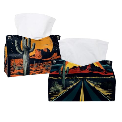 Taschentuchbox mit Desert State Grafik, Leder, Taschentuchhalter, Gesichtstücheretui, Papier-Organizer für Badezimmer, Waschtisch, Arbeitsplatte, Auto, 2 Stück Taschentuchbox mit Desert State Grafik, Leder, Taschentuchhalter, Gesichtstücheretui, Papier-Organizer für Badezimmer, Waschtisch, Arbeitsplatte, Auto, 2 Stück von CHENZZZZ