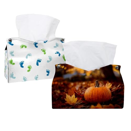 Taschentuchbox mit Herbstblättern und Kürbis, für Badezimmer, Schminktisch, Kommoden, Nachttisch, Salons und Büros, 2 Stück Taschentuchbox mit Herbstblättern und Kürbis, für Badezimmer, Schminktisch, Kommoden, Nachttisch, Salons und Büros, 2 Stück von CHENZZZZ