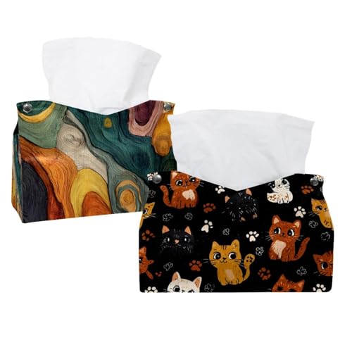 Taschentuchbox mit Katzenpfotenmotiv, Leder, für Kommode, Badezimmer, dekorativ, 2 Stück Taschentuchbox mit Katzenpfotenmotiv, Leder, für Kommode, Badezimmer, dekorativ, 2 Stück von CHENZZZZ
