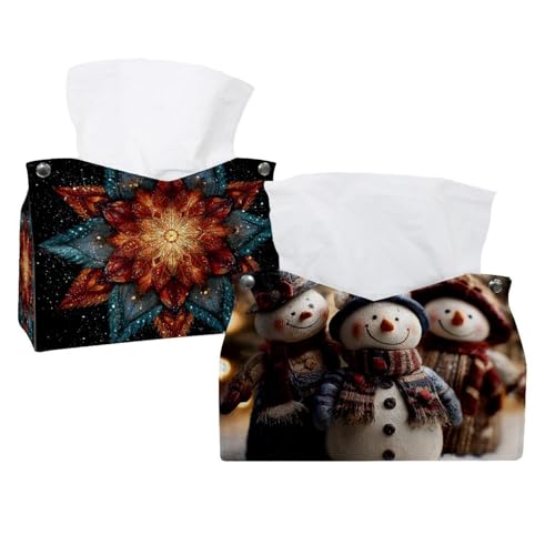Taschentuchbox mit weihnachtlichem Schneemänner-Motiv, Leder, Taschentuchhalter, Gesichtstücheretui, Papier-Organizer für Badezimmer, Waschtisch, Arbeitsplatte, Auto, 2 Stück Taschentuchbox mit weihnachtlichem Schneemänner-Motiv, Leder, Taschentuchhalter, Gesichtstücheretui, Papier-Organizer für Badezimmer, Waschtisch, Arbeitsplatte, Auto, 2 Stück von CHENZZZZ