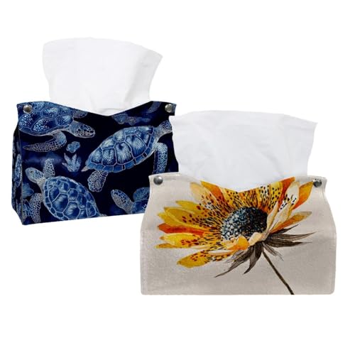 Taschentuchboxen, abstrakte Sonnenblumen, 2 Stück, Leder, Gesichtstuchspender, Box Halter für Kommode, Badezimmer, dekorativ Taschentuchboxen, abstrakte Sonnenblumen, 2 Stück, Leder, Gesichtstuchspender, Box Halter für Kommode, Badezimmer, dekorativ von CHENZZZZ
