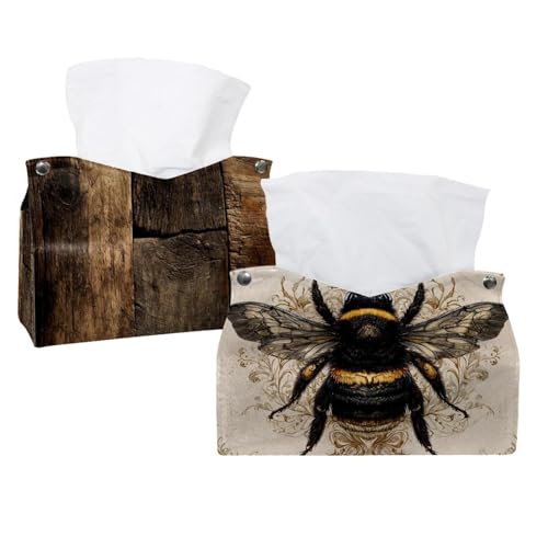 Taschentuchspender mit Bienen-Motiv, Leder, für Kommode, Badezimmer, dekorativ, 2 Stück Taschentuchspender mit Bienen-Motiv, Leder, für Kommode, Badezimmer, dekorativ, 2 Stück von CHENZZZZ