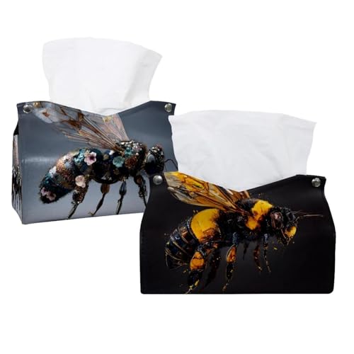 Taschentuchspender mit Bienenmotiv, Leder, für Kommode, Badezimmer, dekorativ, 2 Stück Taschentuchspender mit Bienenmotiv, Leder, für Kommode, Badezimmer, dekorativ, 2 Stück von CHENZZZZ