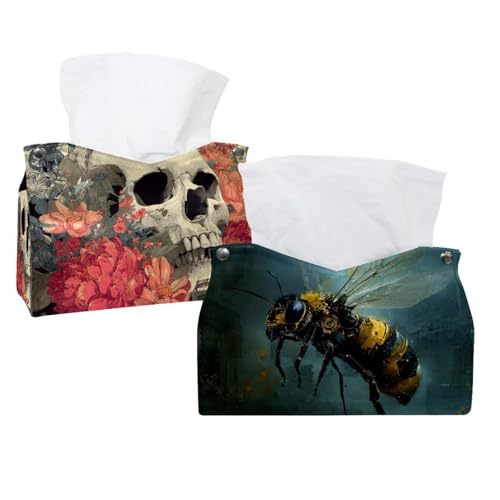 Taschentuchspender mit Bienenmotiv, Leder, für Kommode, Badezimmer, dekorativ, 2 Stück von CHENZZZZ